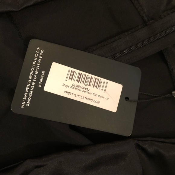 NWT Black Satin Strapless Wiggle Dress - Picture 5 of 5